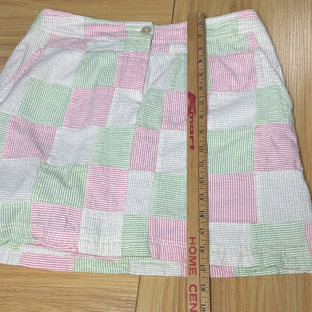 Izod golf  Patchwork Mini Skirt size6 cotton pastel wafle fábric atletic pockets - Picture 3 of 11